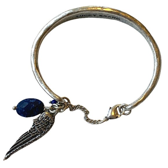 Lucky Brand Silver Bracelet with Feather Charm - Picture 1 of 8